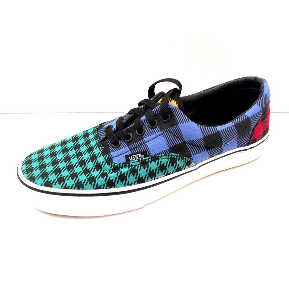 Vans Era Sz 8 Skate  Plaid Green Yellow Red Blue
